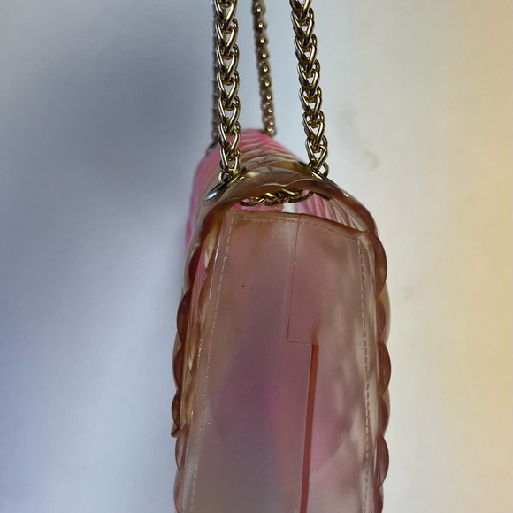 Jelly Crossbody Bag Pink Yellow Jelly Handbag Round Gold crossbody chain - Picture 6 of 6